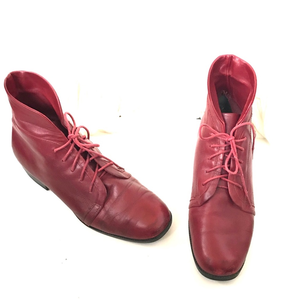 Vintage 90s Red Leather Prairie Boots